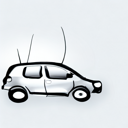 AI image generated of A black car is drawn on a white background.