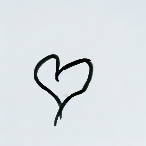 AI image generated of A black heart drawn on a white background.