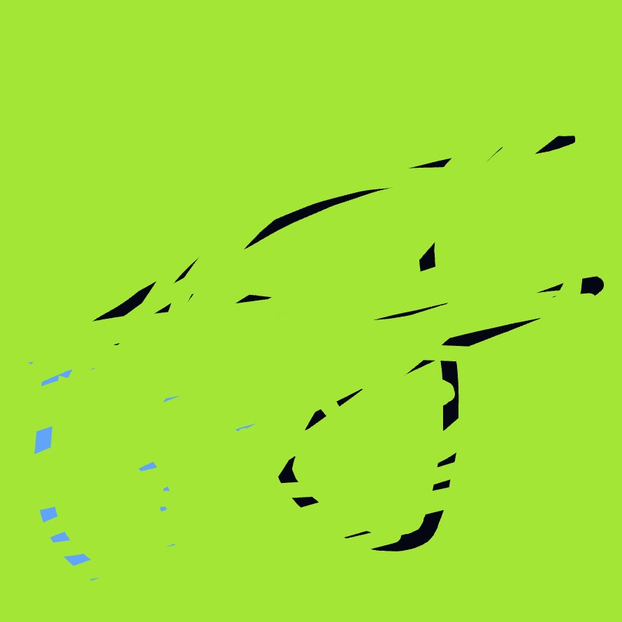 A green car is shown in a blurry picture.